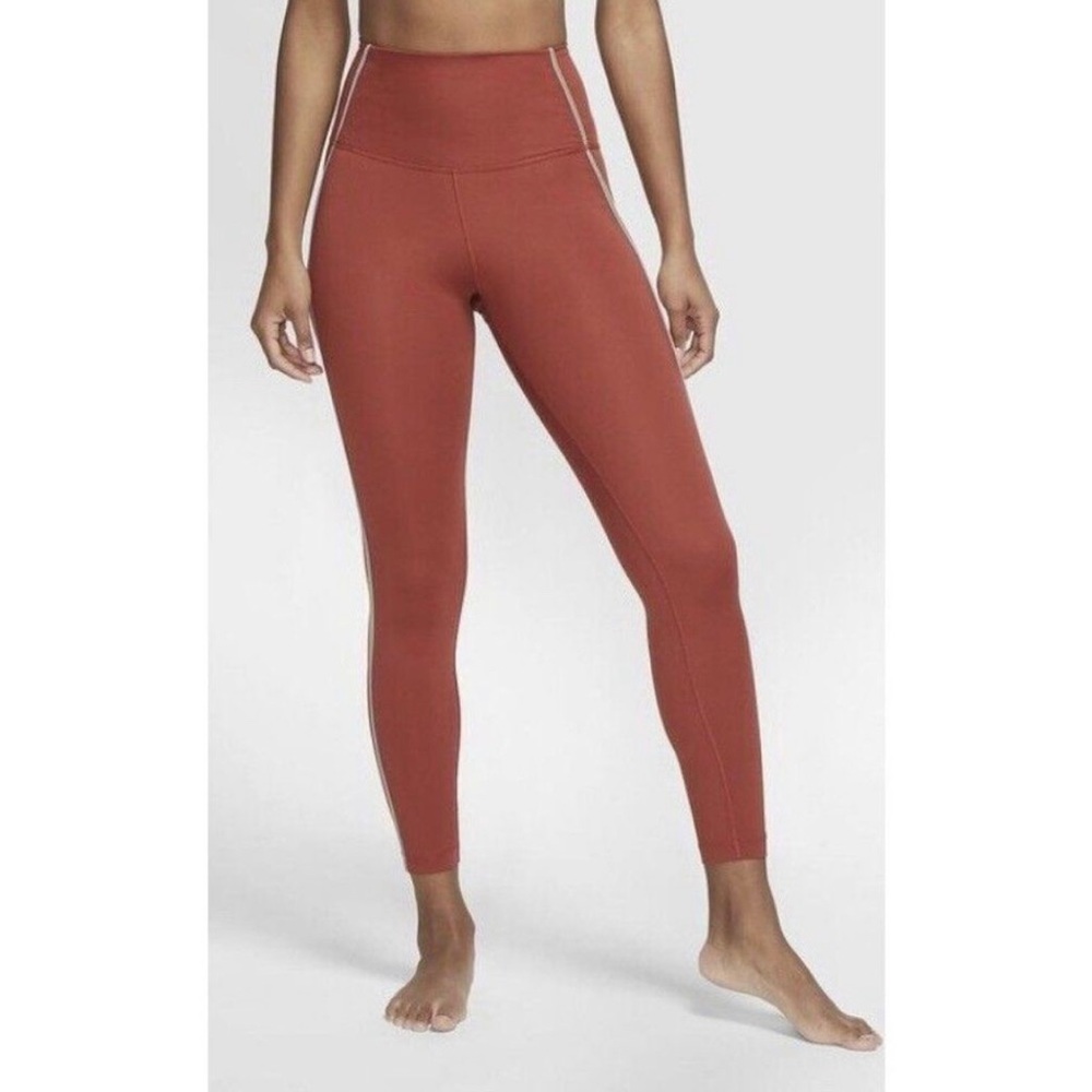 Nike 7/8 Tights Yoga Womens Medium High Rise Side Stripe Multicolor Orange